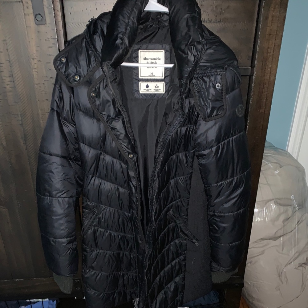 Abercrombie Long Stretch Down Puffer Coat